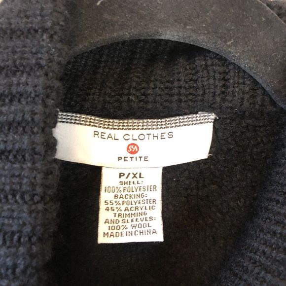 Real Clothes Petite Black Faux Suede Zip Up Jacket Sweater Stretch Petite XL - Picture 6 of 9